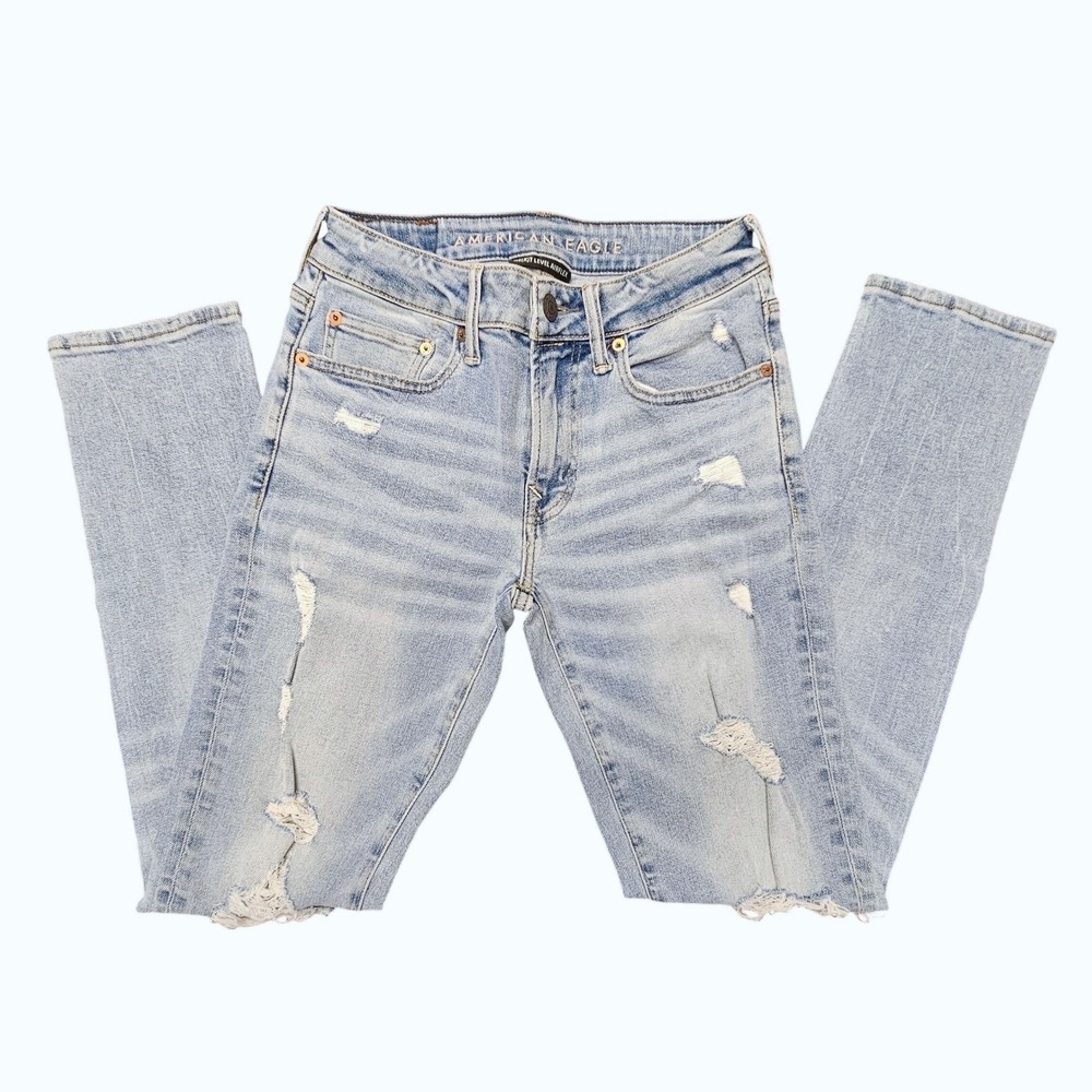 American Eagle Ne(x)t Level Airflex Skinny Distressed Jeans Light Wash 28x32